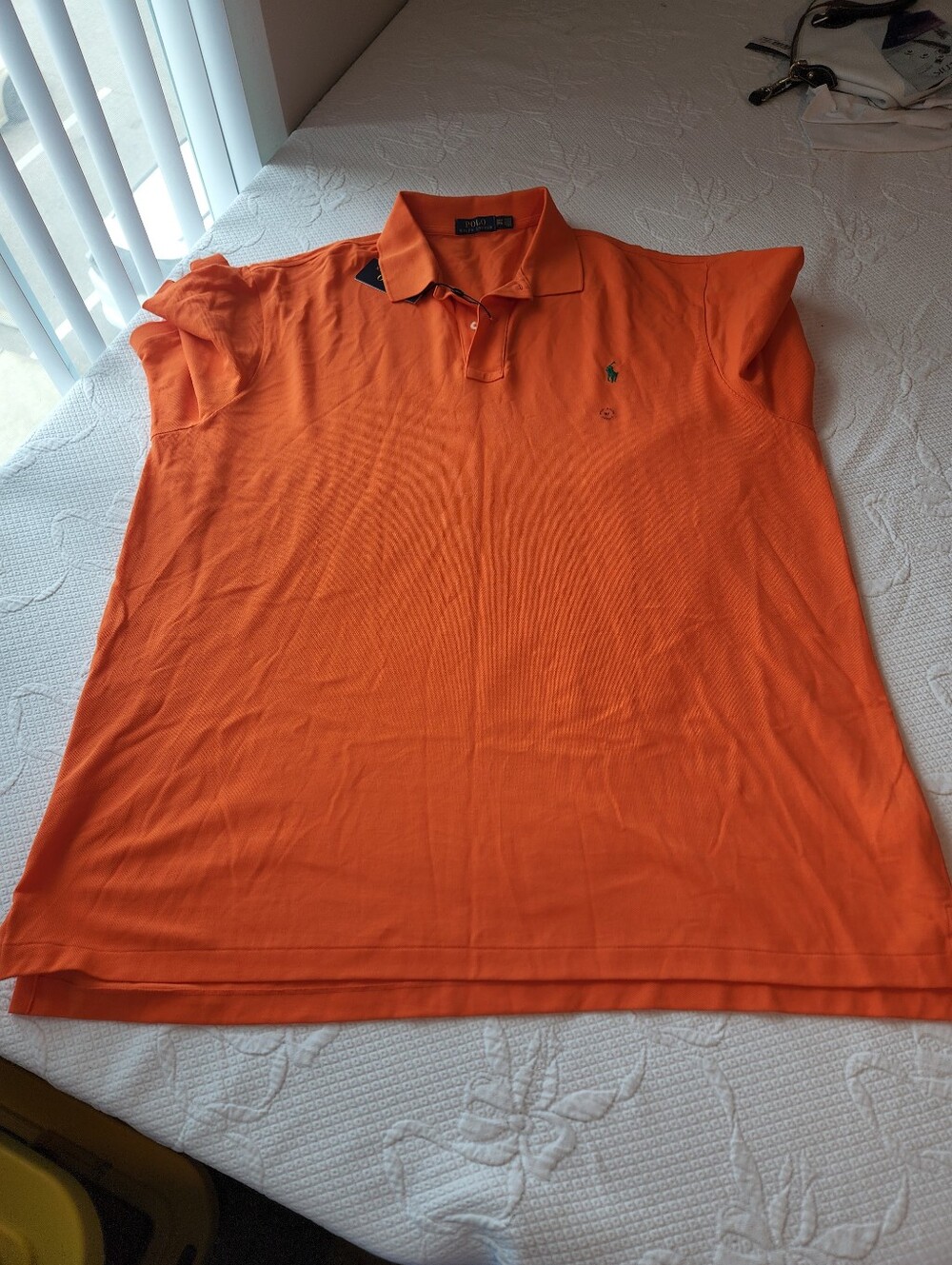 Ralph Lauren Orange Polo Shirt with Green Pony